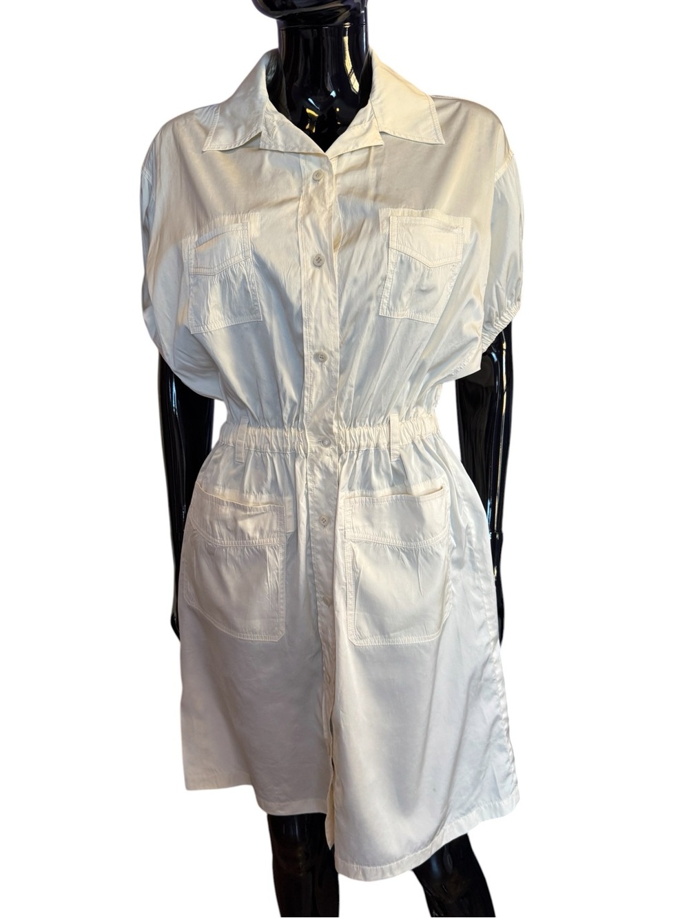 Prada 100% silk Casual White Ivory  100% silk Button-Up dress IT42